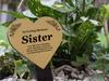 OriginDesigned Heart-Shaped Memorial Plaque for Sister, Gold Plaque on Black Stake view 2