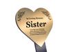 OriginDesigned Heart-Shaped Memorial Plaque for Sister, Gold Plaque on Black Stake view 3