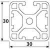 Aluminum Profile 30x30L, 3 Hidden Grooves, I-Type Groove 6, Lightweight, Silver Anodized, 1460 mm view 2