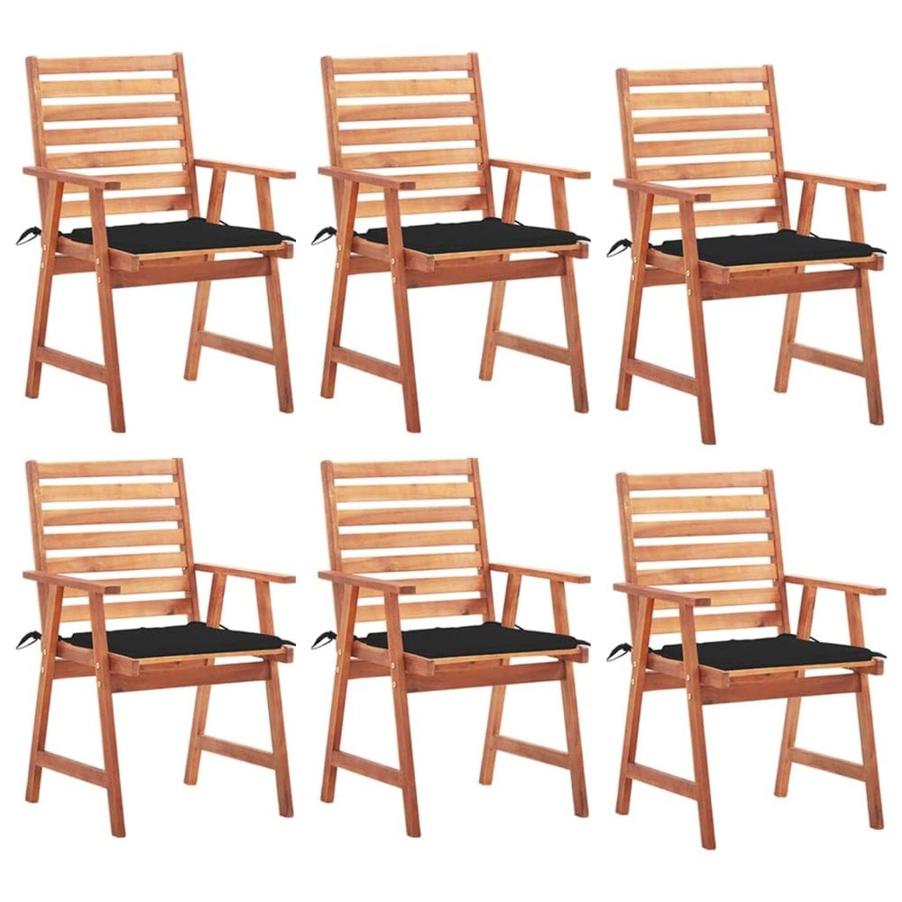 vidaXL 6-Piece Garden Dining Chair Set with Cushions Solid Acacia Wood