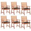 vidaXL 6-Piece Garden Dining Chair Set with Cushions Solid Acacia Wood view 1
