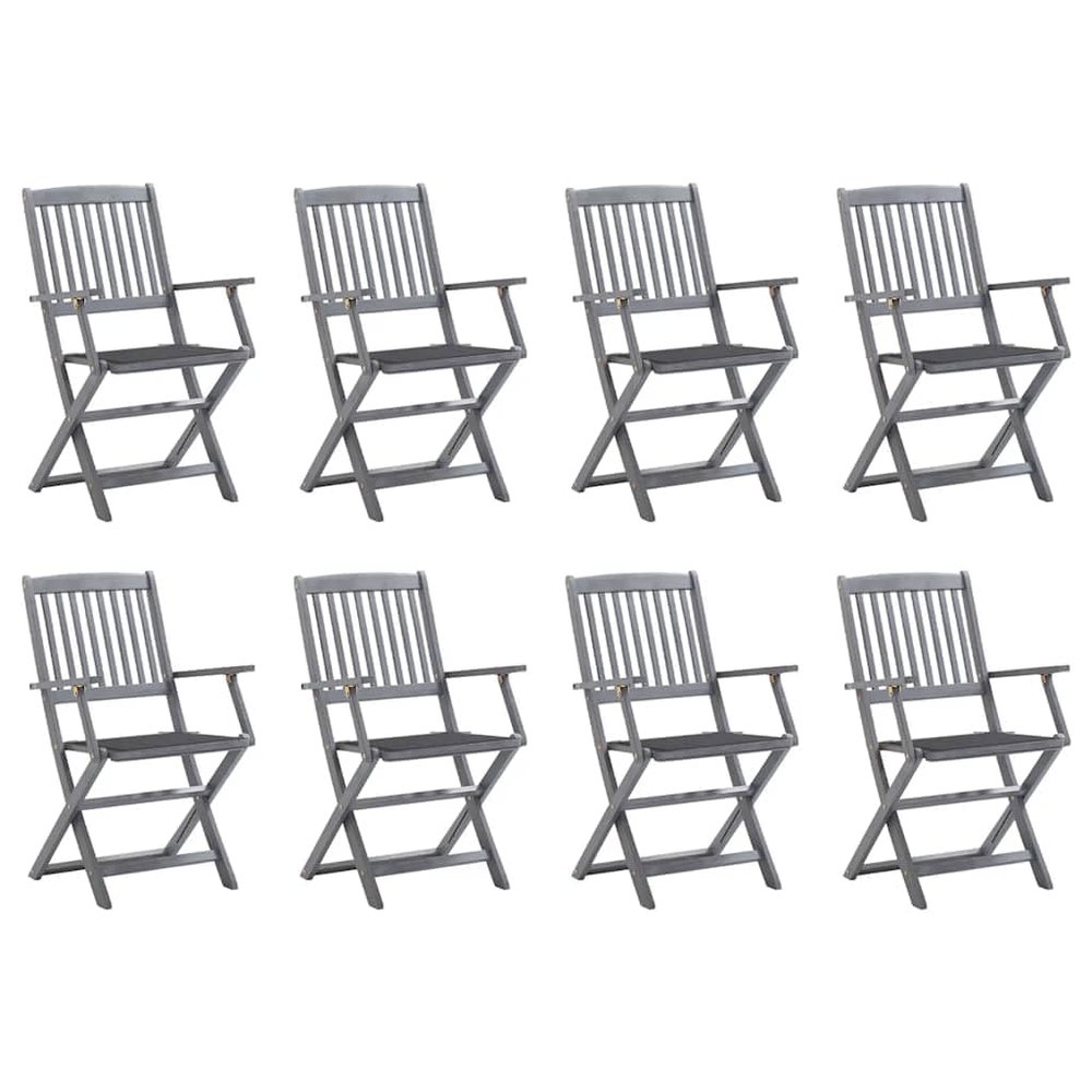 vidaXL Folding Dining Chairs, 8 pcs., with Cushions, Solid Acacia Wood