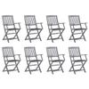 vidaXL Folding Dining Chairs, 8 pcs., with Cushions, Solid Acacia Wood view 1