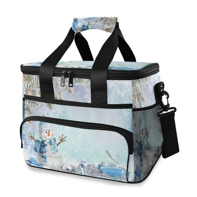 HMZXZ Large 15L Snowman Christmas Cooler Lunch Tote Bag