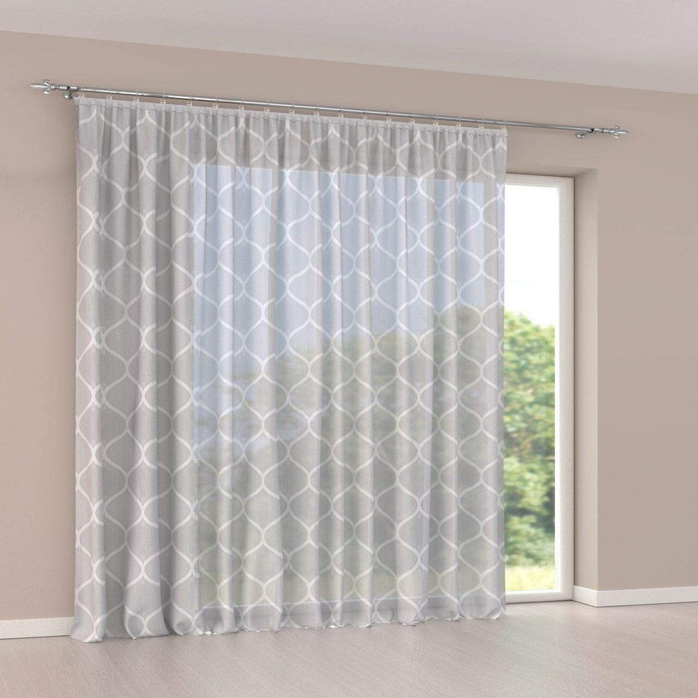 A-TEXTILE-24 Lisbon Custom-Made Curtain, Silver, 245 H x 350 W cm