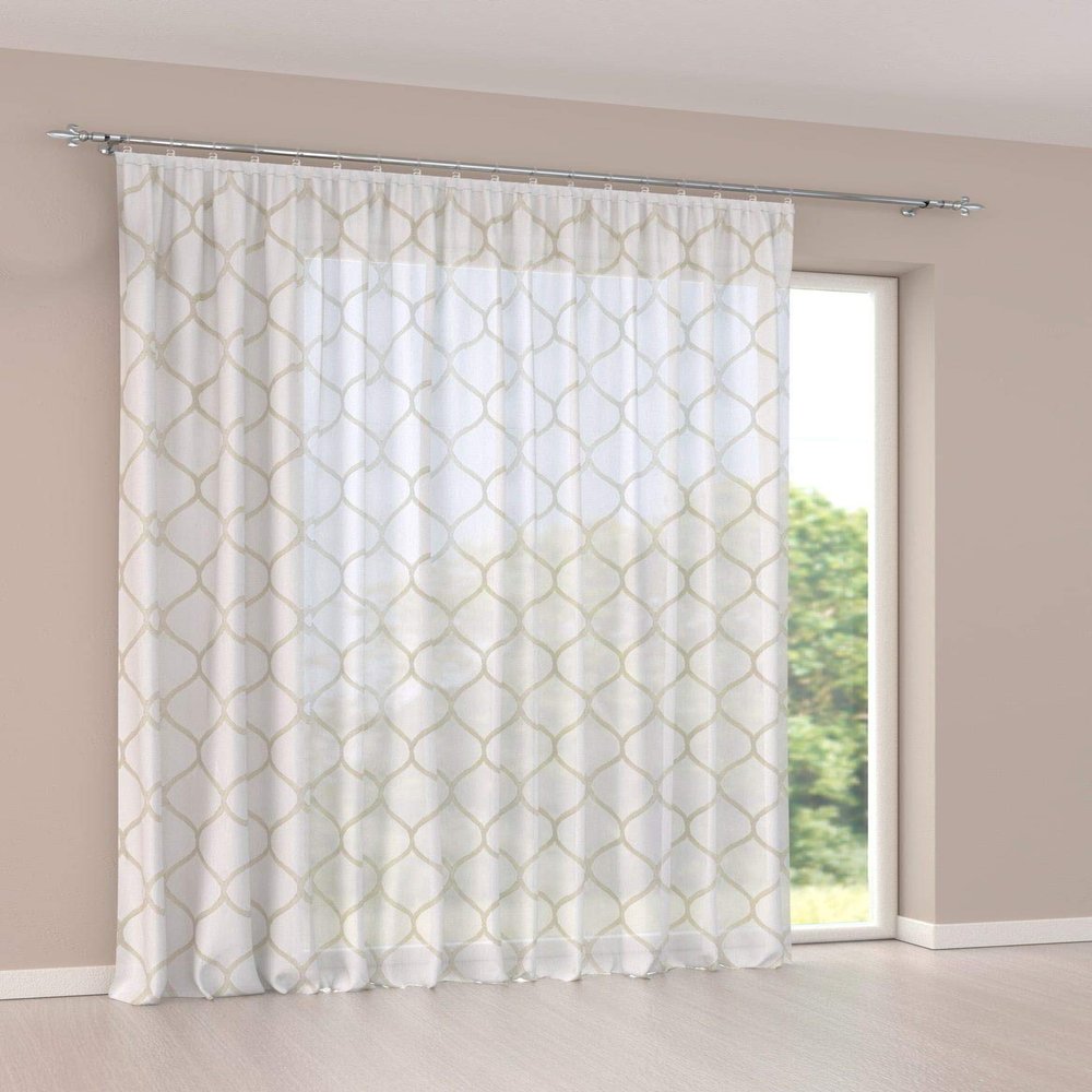 A-TEXTILE-24 Lisbon Custom-Made Voile Curtain, Universal Gather Tape, Gold, 170 cm H x 500 cm W