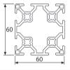 60x60L Aluminum Profile, B-Type Slot 8, Light, Silver Anodized, 1410 mm view 2