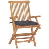 Tidyard 2-Pack Folding Teak Garden Chairs with Anthracite Cushions view 2