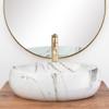 Rea Oval Ceramic Countertop Vessel Sink, Ivory Stone Marble, 33 x 48 cm view 3