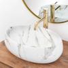 Rea Oval Ceramic Countertop Vessel Sink, Ivory Stone Marble, 33 x 48 cm view 4