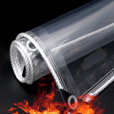 Waterproof Transparent Cover Tarp with Eyelets, Heavy-Duty Flame-Retardant TPU