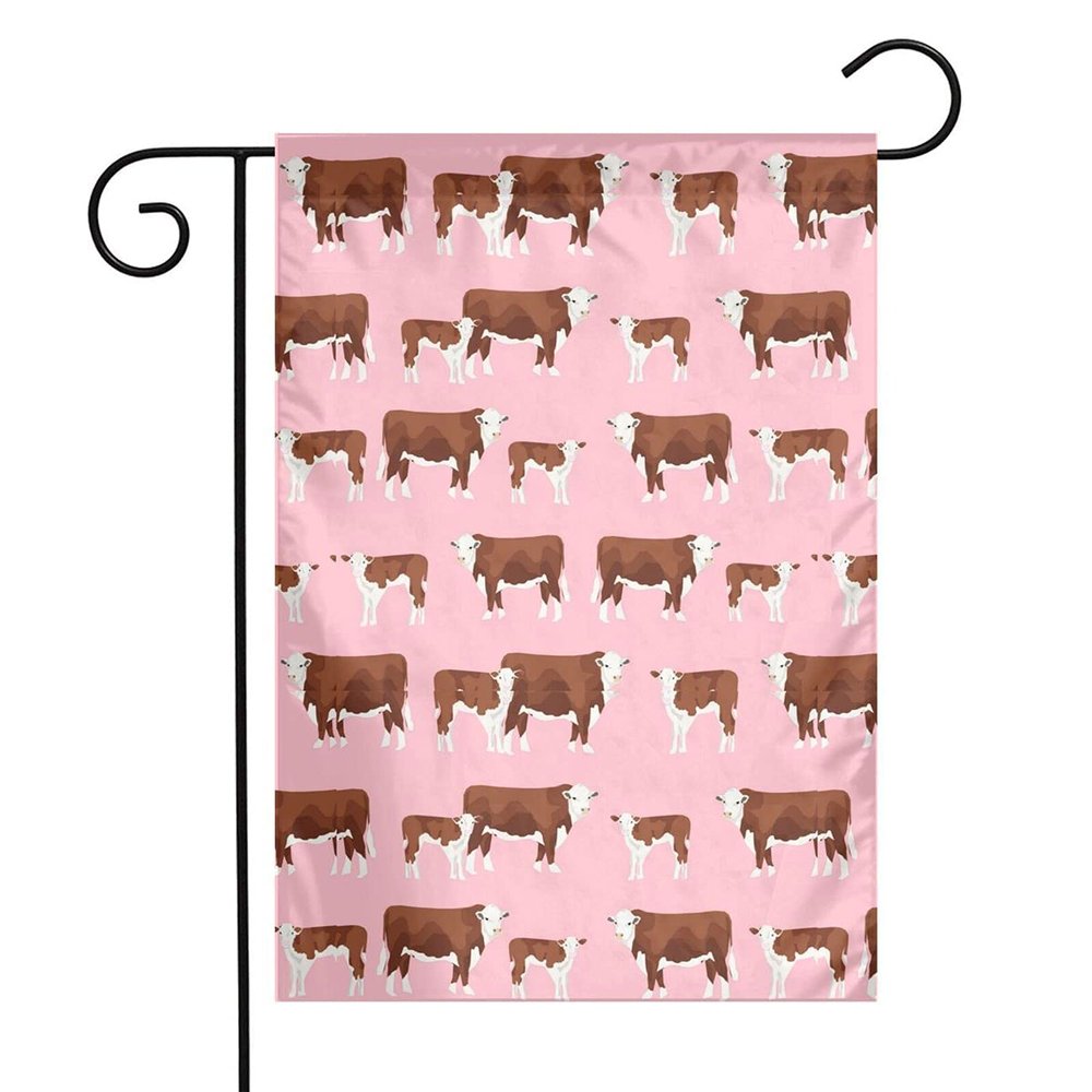 Hereford Cattle Pink Garden Flag, Polyester, 30 x 45 cm