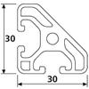 Aluminum Profile 30x30L, 45-Degree I-Type Slot 6 (Light), Silver Anodized, 2730 mm view 2
