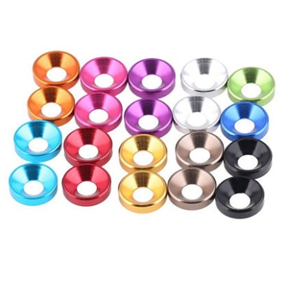Liovns Mdingbao Flat Washers, 10-Piece Aluminum Set, M2–M8, Color-Anodized