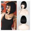 Straight Bob Wig with Bangs, Short Heat-Resistant Synthetic Hair, 12 in, Color 2-33 view 2