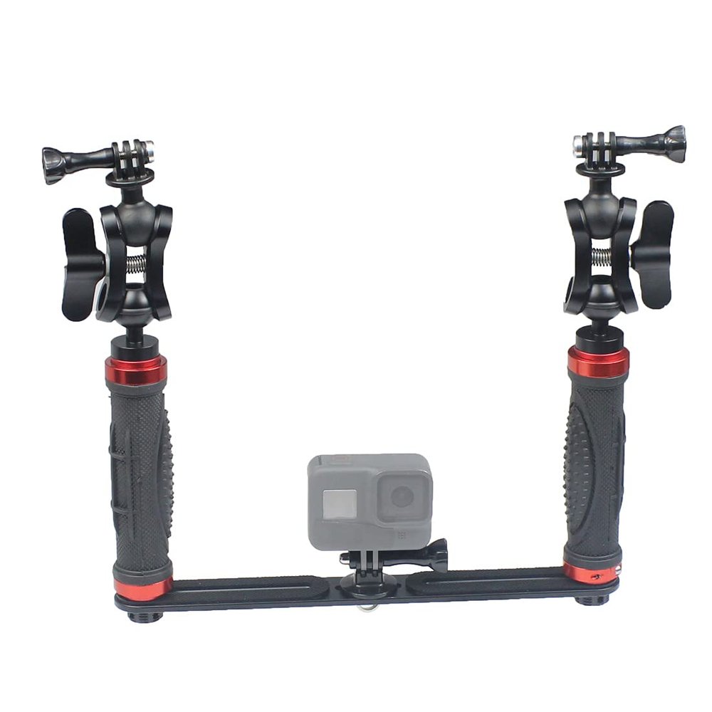 FEICHAO Dual Hand Mount for Photography and Diving, Adjustable, Compatible with Insta360 ONE R, GoPro HERO9/8/MAX, All GoPro Series, and Other Cameras
