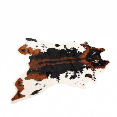 Plancholo Large Cowhide-Style Rug with Animal Print, Faux Fur, 2.1 x 1.6 m, Black/Brown