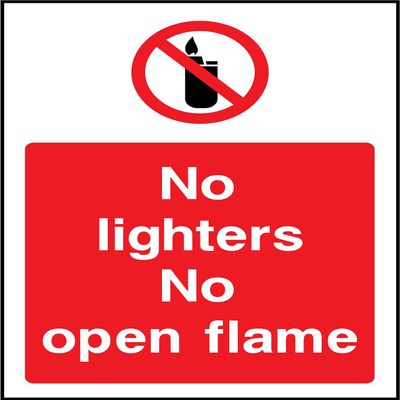 No Lighters, No Open Flames Sign