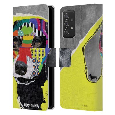 Head Case Designs Official Michel Keck Dachshund Dogs 4 Leather Wallet Case for Galaxy A52/A52s/5G (2021)