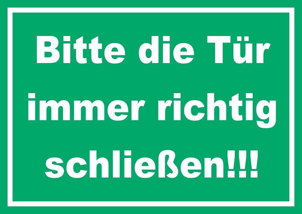 HB-Druck “Please Always Close the Door Properly” Sign, Green/White, A5