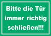 HB-Druck “Please Always Close the Door Properly” Sign, Green/White, A5 view 1