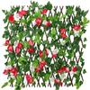 YSDKJ Artificial Ivy Garden Privacy Screen, Expandable Wooden Trellis with Flowers, 0723 view 1