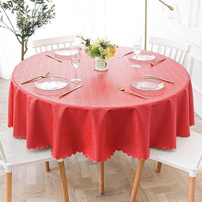 XQSSB Rectangular Heat-Resistant Tablecloth, Outdoor Table Cover for Catering, Parties and Weddings, Red C, 260 cm Round Diameter