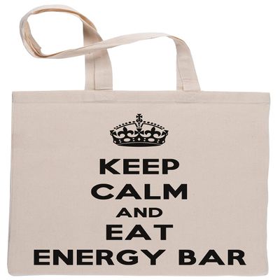 Keep Calm And Eat Energy Bar Reusable Food Storage Bag, Beige