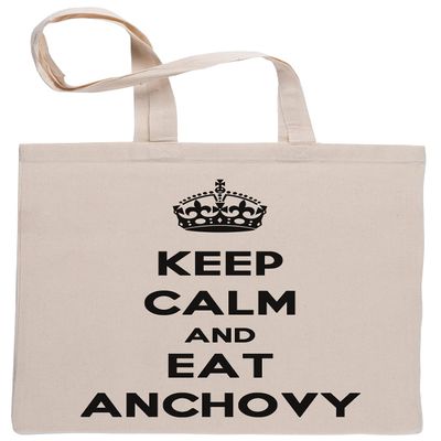 Keep Calm and Eat Anchovy Reusable Shopping Bag, Beige