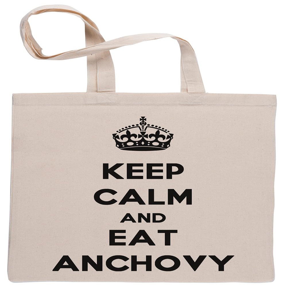Keep Calm and Eat Anchovy Reusable Shopping Bag, Beige