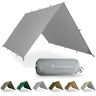 AquaQuest Safari Waterproof Camping Tarp, 3 x 3 m, Gray