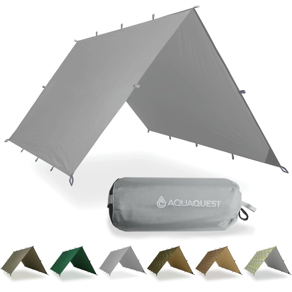AquaQuest Safari Waterproof Camping Tarp, 3 x 3 m, Gray