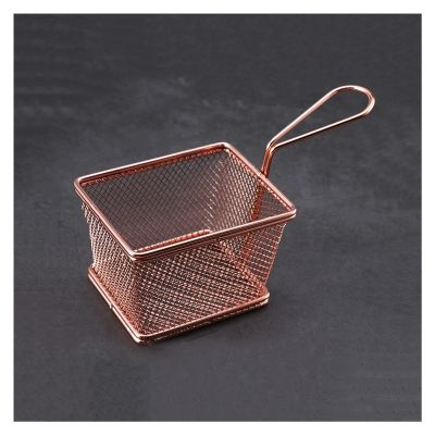 Square Stainless Steel Fry Basket with Handle, Coarse Mesh, Color B