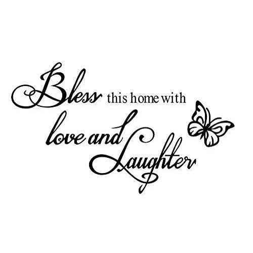 Bless This Smiling Family Wall Decal, Butterfly PVC Wall Art, 59 × 34 cm