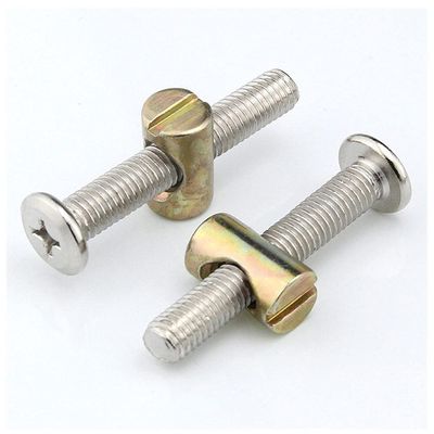 Bed Hardware Screw Set, Cross-Hole Nut, Nickel-Plated Flat-Head Phillips Screw, Hammer Nut, M6/M8-M8 × 50, 20 Sets