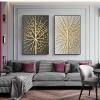 Abstract Golden Tree Wall Art, Modern Canvas Painting, Unframed, 60 x 90 cm (24 x 35 in), Set of 2 view 4