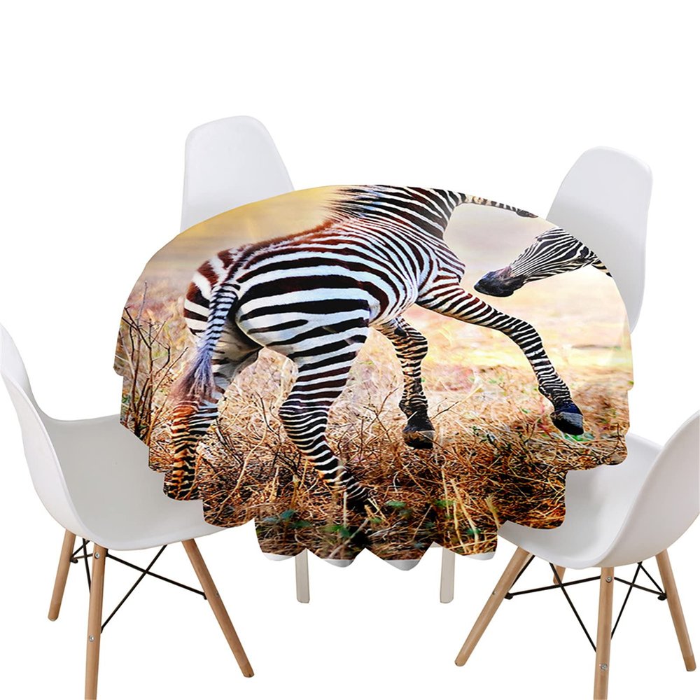 Himlaya Round Washable Tablecloth, 3D Zebra Print, Waterproof and Wipeable, for Kitchen, Garden and Outdoor Use, Various Sizes (Zebra Pattern, 180 cm Diameter)
