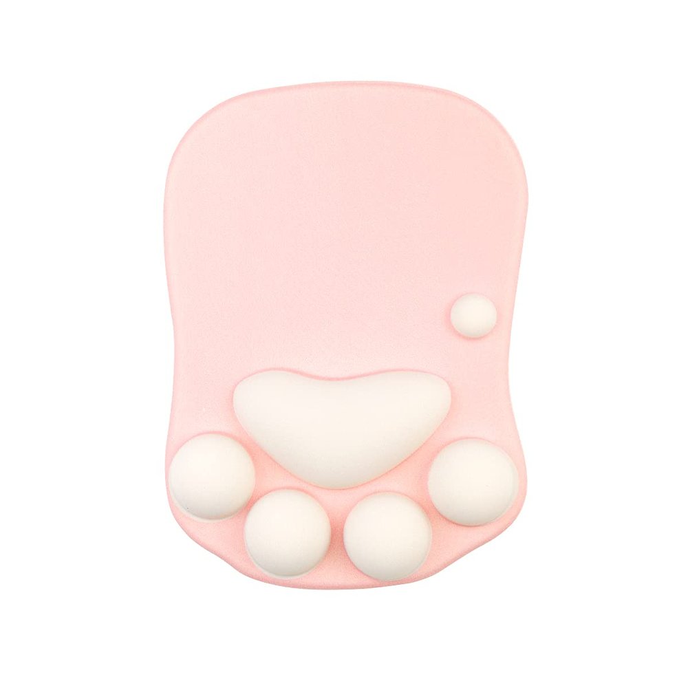 XHLWZR Cat Paw Ergonomic Mouse Pad with Wrist Rest, Gel Cushion and Non-Slip Silicone Base, Pink