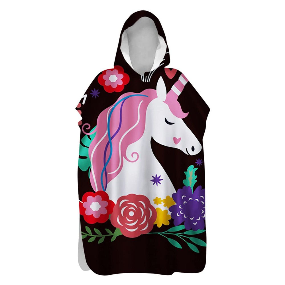 Chickw1 Hooded Changing Poncho, Microfiber Surf Towel, Unicorn, 80 x 145 cm