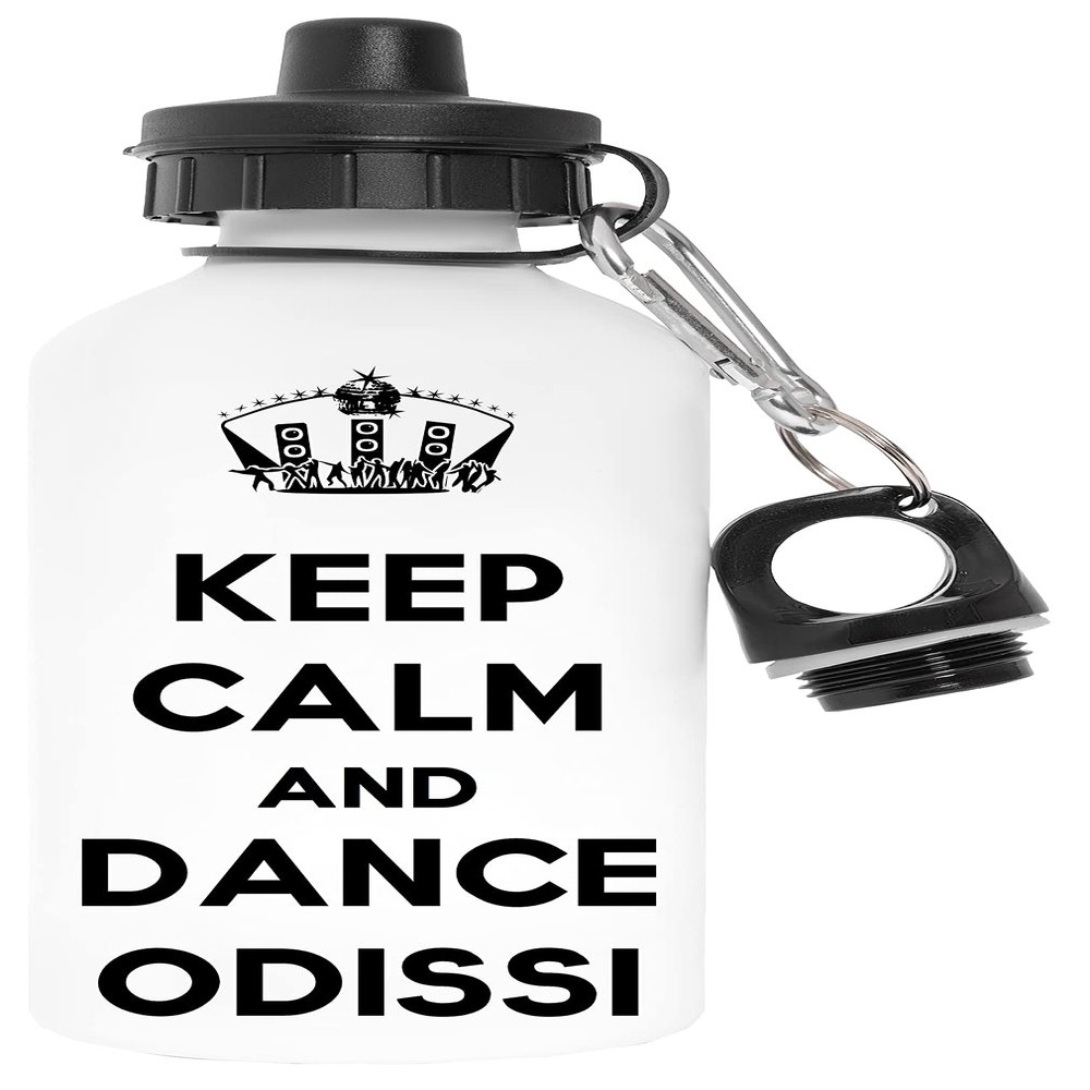 Capzy Keep Calm and Dance Odissi Pollutant-Free Aluminum Water Bottle, White, 600 ml