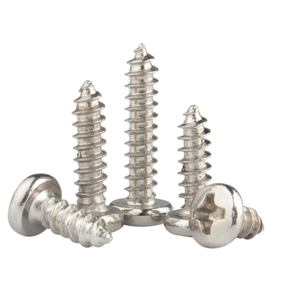 Nickel-Plated Cross-Drilled Self-Tapping Screws, M1.7–M4, M3 × 20 mm, 150 Pieces
