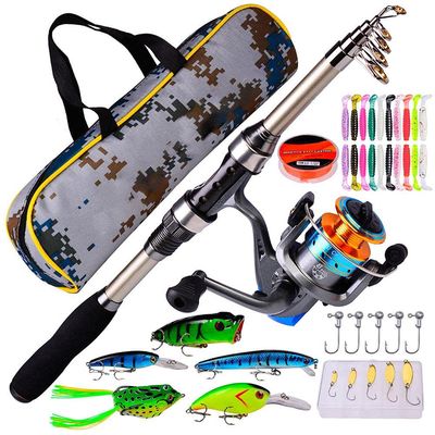 Kuashidai Telescopic Fishing Rod and Spinning Reel Combo Set with Tackle Bag