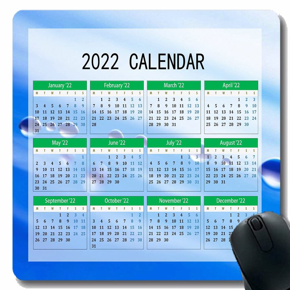 2023 Calendar Mouse Pad with Droplet Light Pattern for Office and Laptop Computers, Mousemat02