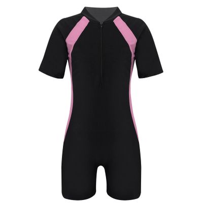 JEATHA Unisex Kids' Short-Sleeve Neoprene Swimsuit, Type E, Pink, Sizes 128–152