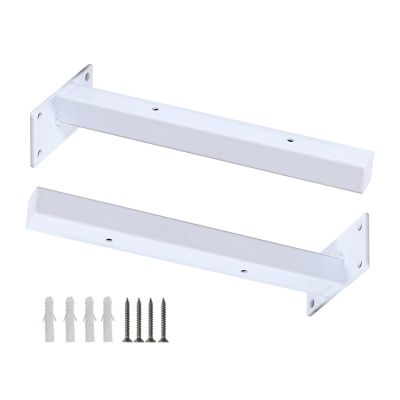 Heavy-Duty Shelf Brackets, 1 Set of 2 T-Shaped Concealed Wall-Mount Brackets, White, 15 cm/5.9 in