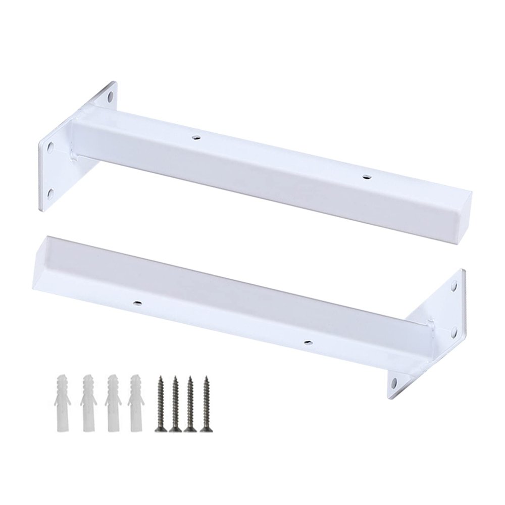 Heavy-Duty Shelf Brackets, 1 Set of 2 T-Shaped Concealed Wall-Mount Brackets, White, 15 cm/5.9 in