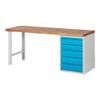 STIER Premium Workbench with 5 Drawers, 2000 x 700 x 890 mm, RAL 7035 / RAL 5012 view 1