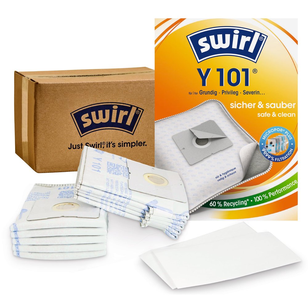 Swirl Y 101 Vacuum Cleaner Bags for Grundig, Privileg, Severin, 10 Bags
