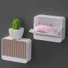 Clamshell Soap Dish with Drainage Tray, No-Drill Plastic Holder view 3