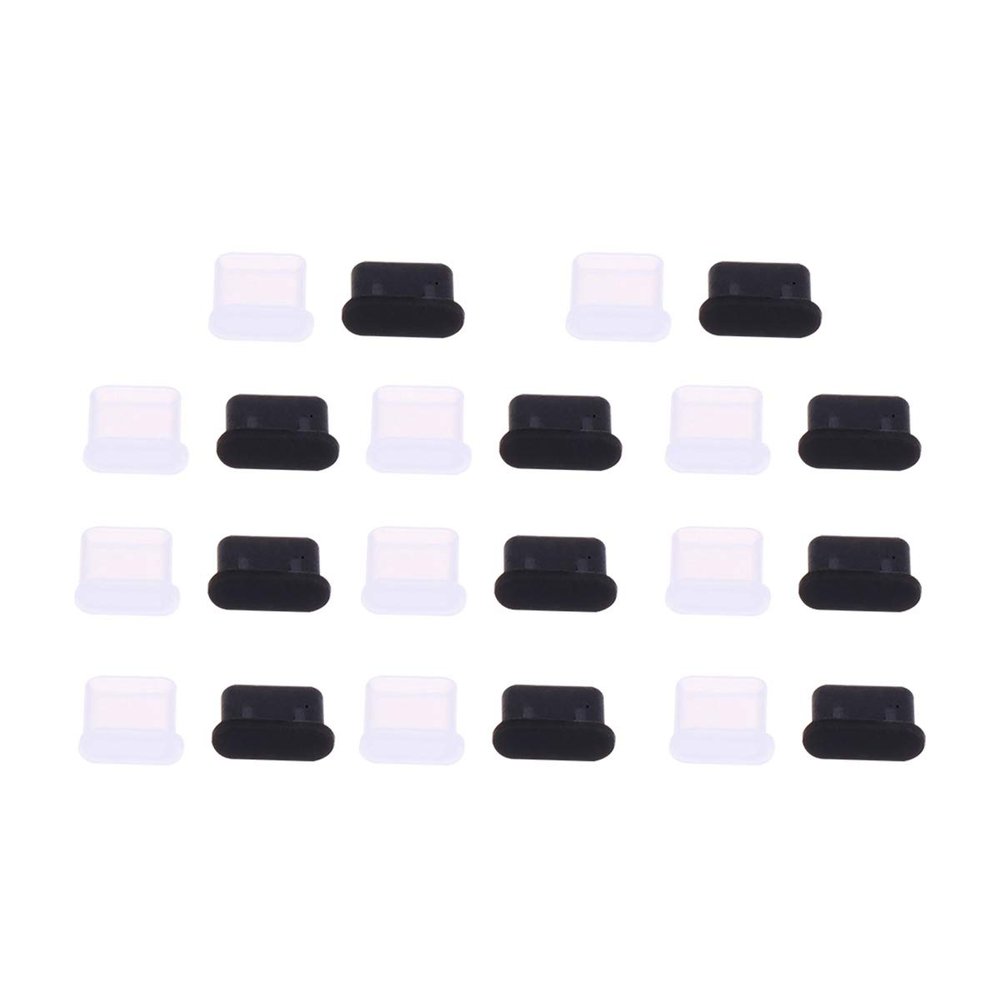 USB Type-C Dust Plugs, 10 Pairs, Black Plastic, for Ports
